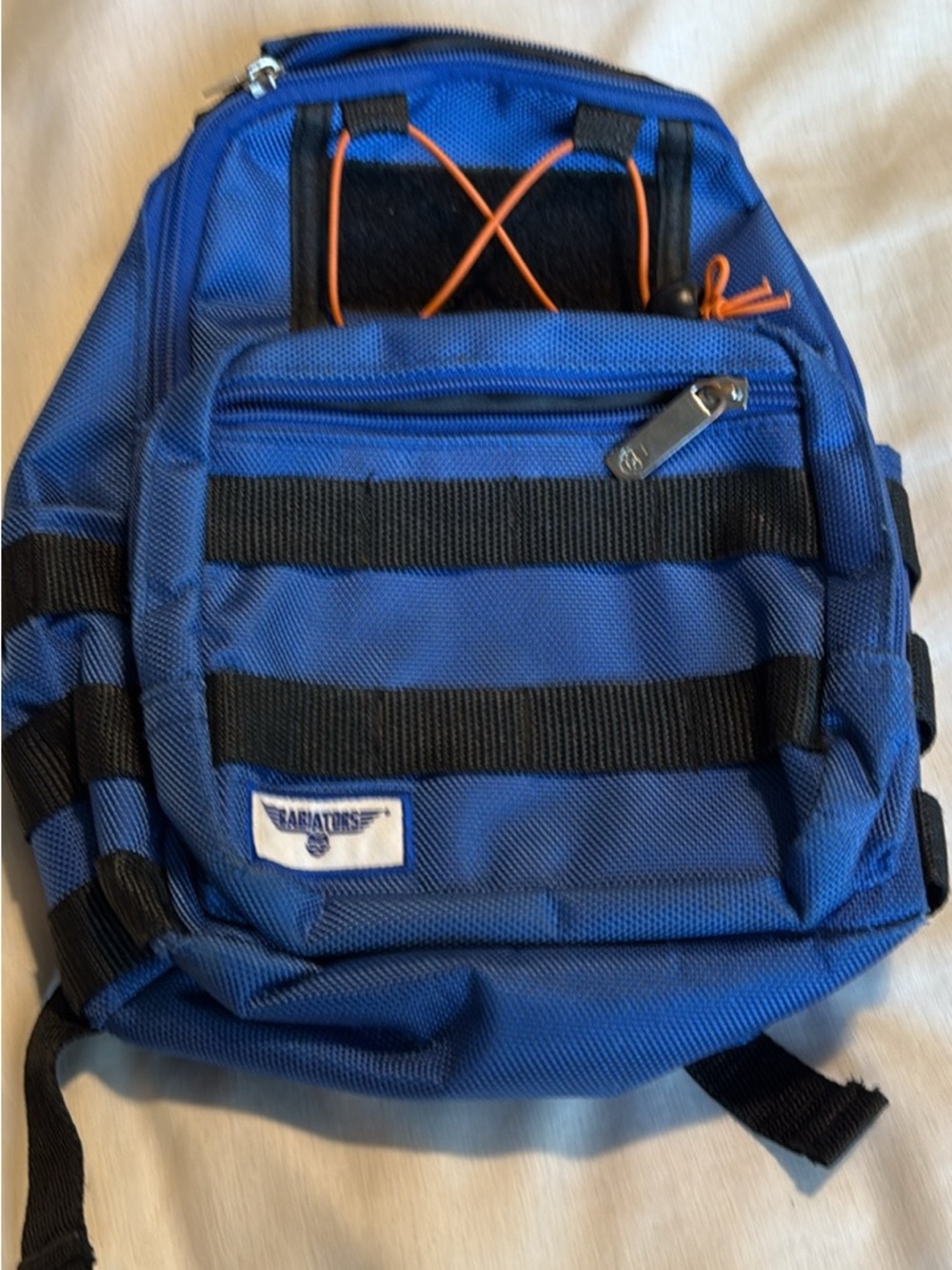Babiators Royal Blue Kids Backpack with Black Webbing and Orange Bungee